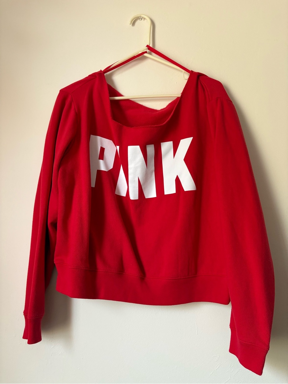PINK Victoria's Secret Red Pullover with White Logo